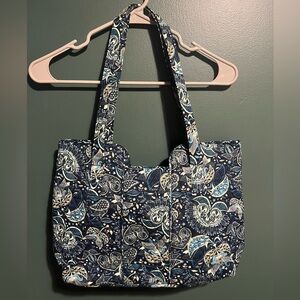 Elegant Navy Floral Tote Bag